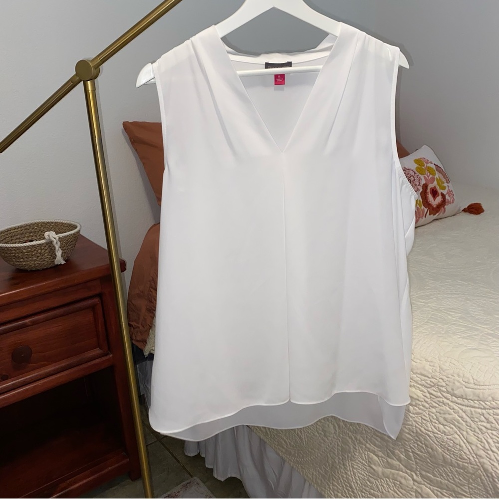Vince Camuto White V-Neck Blouse
